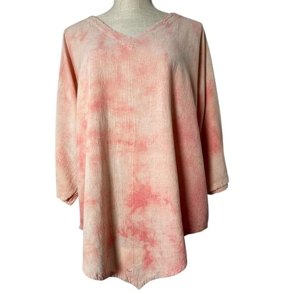 OH MY GAUZE! Lynn Tie Dye Dolman Asymmetric Top Pink Sz 3 US‎ XXL Lagenlook EC - Picture 12 of 16